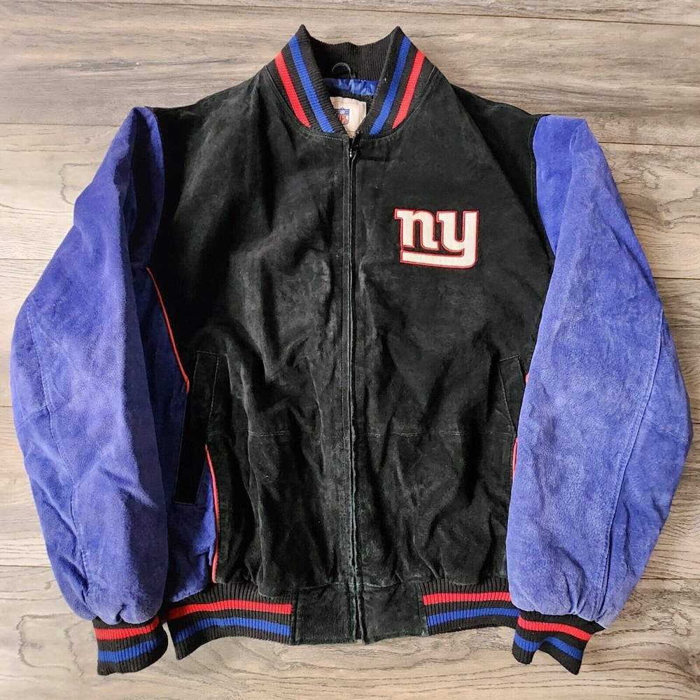 New York Giants Mens L Embroidered Soft Leather Suede Jacket